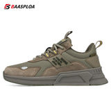 Baasploa Men Leather Shoes Walking Shoe Waterproof Casual Sneakers Non-slip Wear-resistant Running Shoes Breathable Lightweight