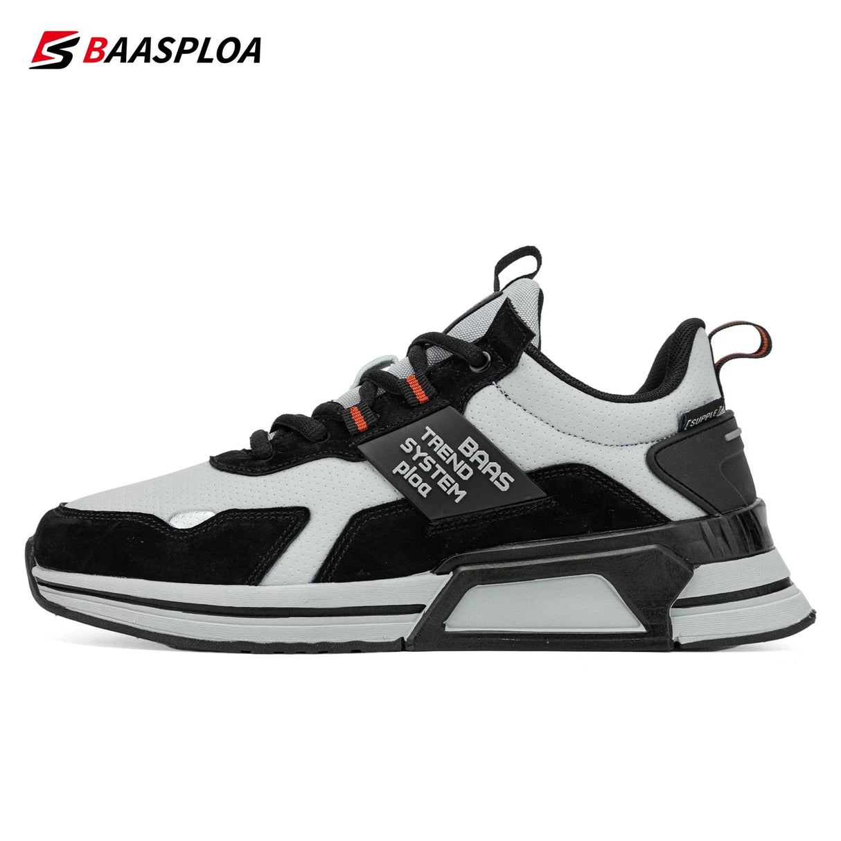 Baasploa Men Leather Shoes Walking Shoe Waterproof Casual Sneakers Non-slip Wear-resistant Running Shoes Breathable Lightweight