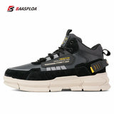 Baasploa Winter Men Leather Shoe Comfortable Plush Shoes Waterproof Warm Outdoor Sneakers Non-slip Wear-resistant  Hiking Shoes