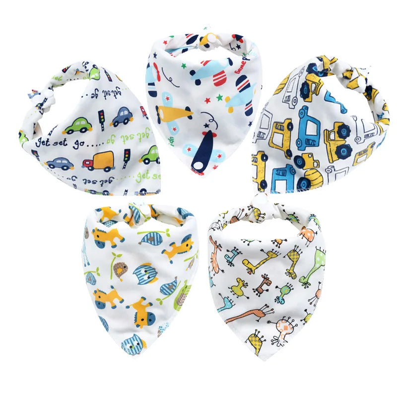 Baby Bibs 5Pcs/Lot Cotton Bibs Cartoon Print Saliva