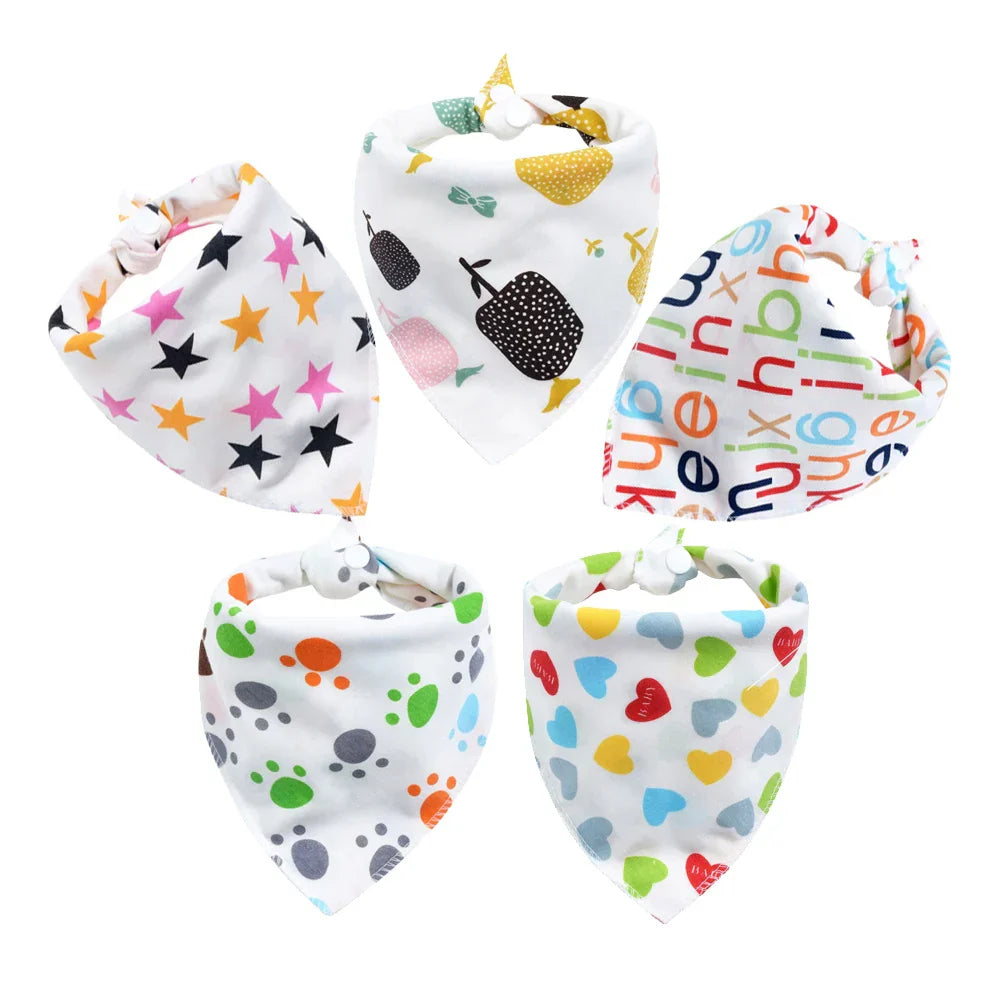 Baby Bibs 5Pcs/Lot Cotton Bibs Cartoon Print Saliva