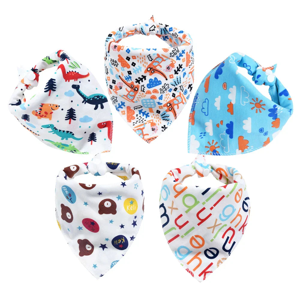 Baby Bibs 5Pcs/Lot Cotton Bibs Cartoon Print Saliva