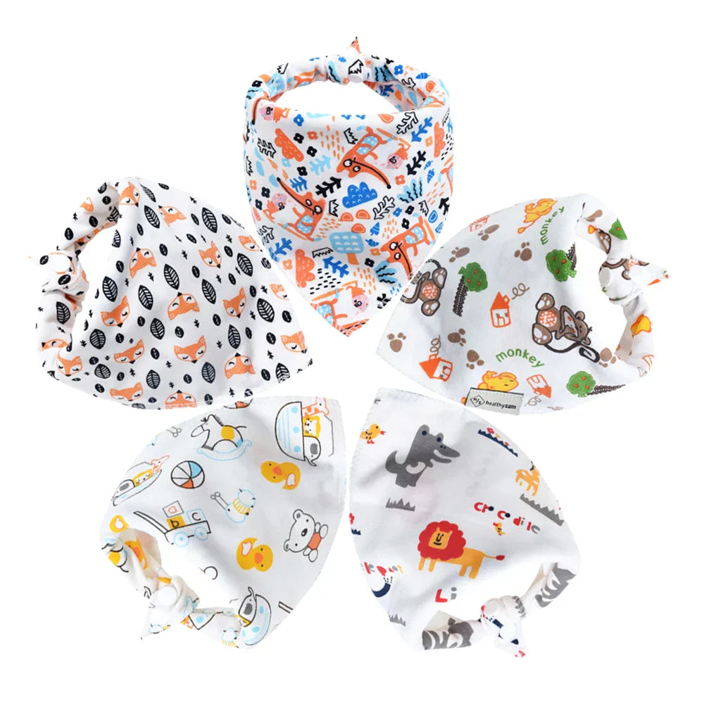 Baby Bibs 5Pcs/Lot Cotton Bibs Cartoon Print Saliva