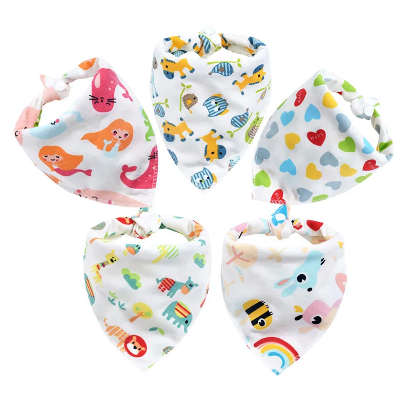 Baby Bibs 5Pcs/Lot Cotton Bibs Cartoon Print Saliva