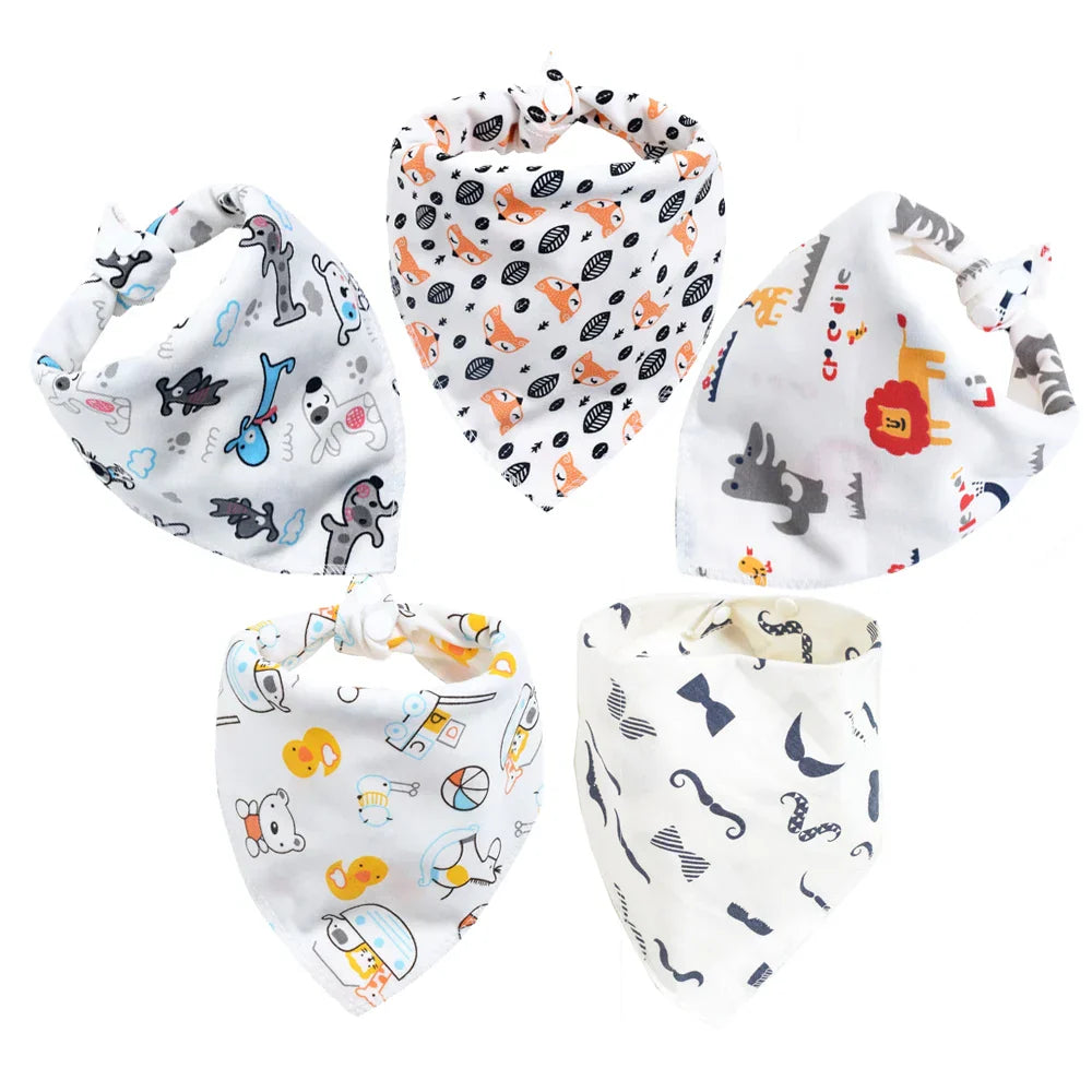 Baby Bibs 5Pcs/Lot Cotton Bibs Cartoon Print Saliva