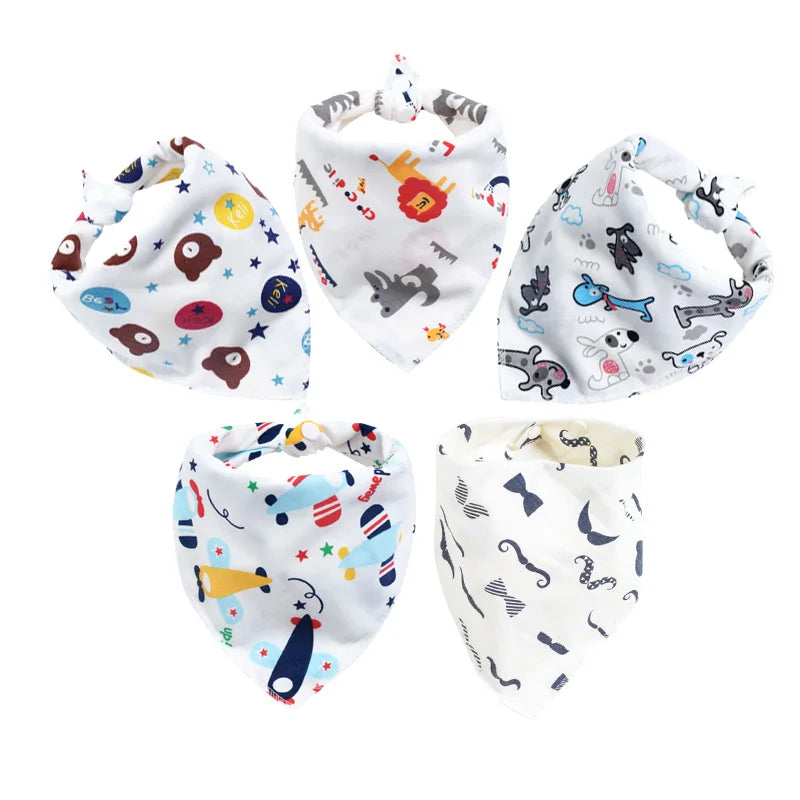 Baby Bibs 5Pcs/Lot Cotton Bibs Cartoon Print Saliva