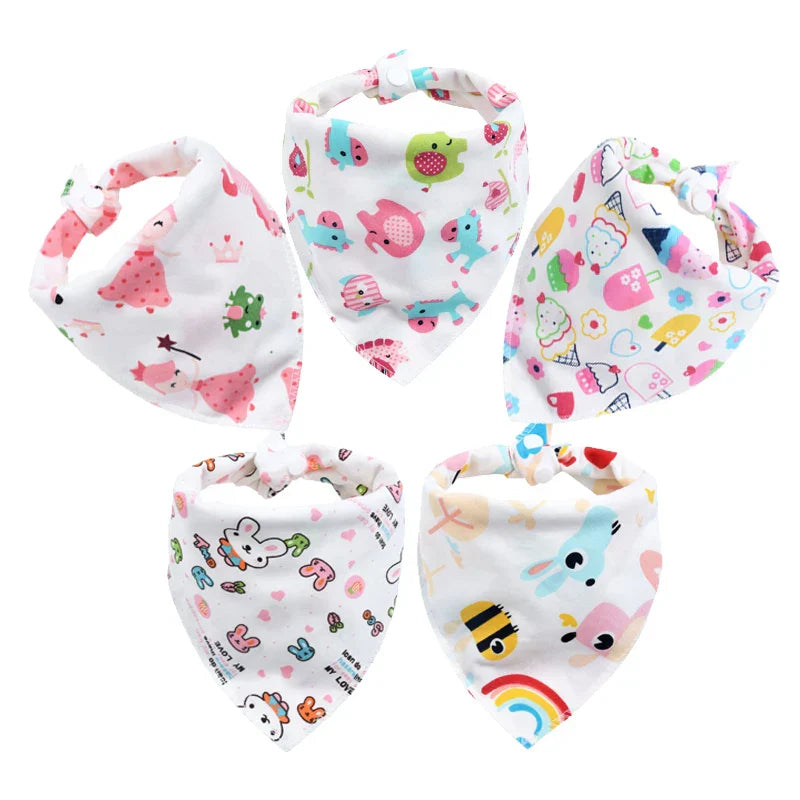 Baby Bibs 5Pcs/Lot Cotton Bibs Cartoon Print Saliva