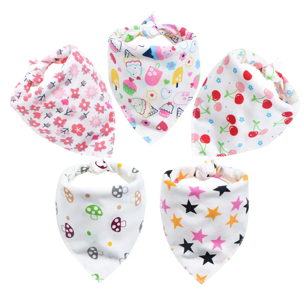 Baby Bibs 5Pcs/Lot Cotton Bibs Cartoon Print Saliva