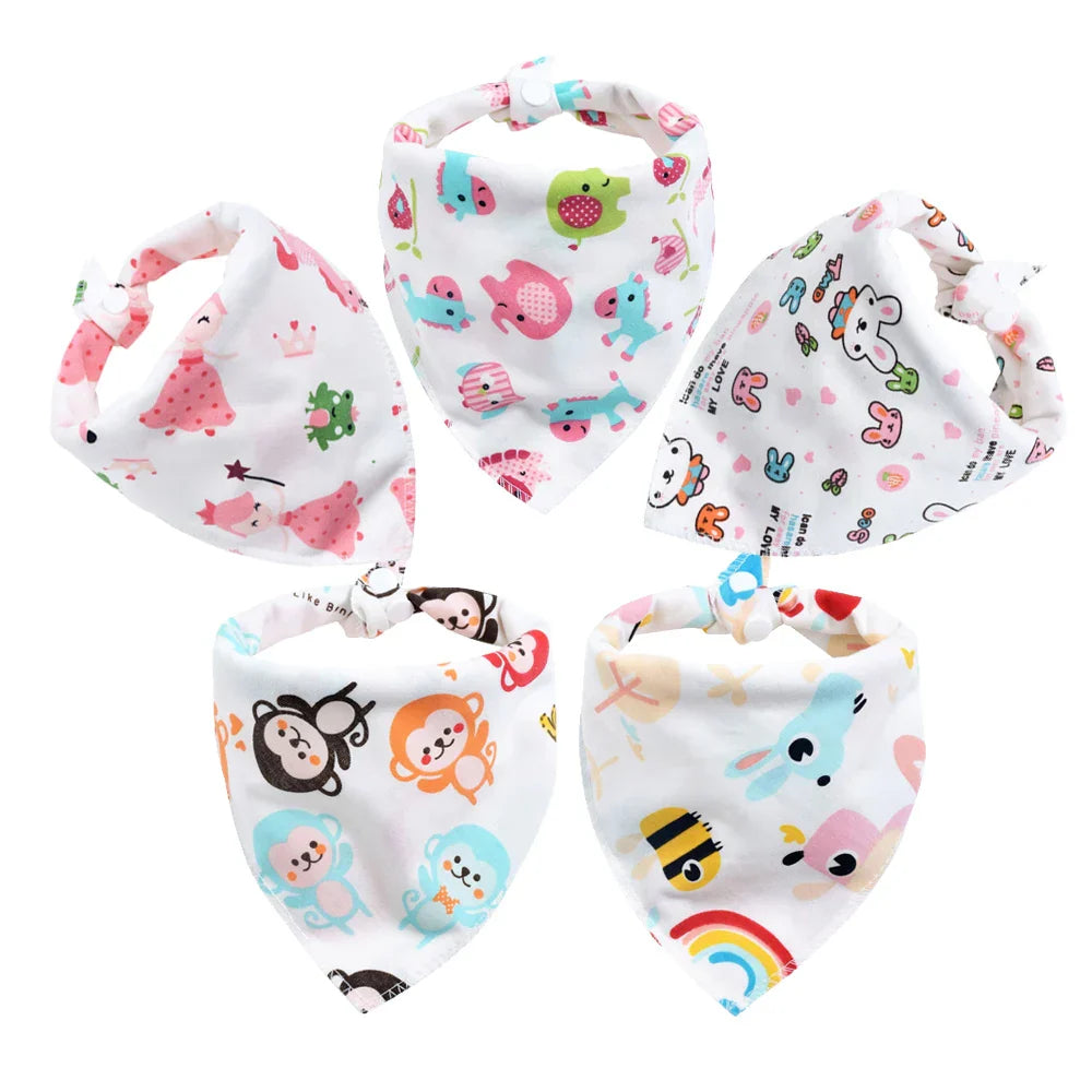 Baby Bibs 5Pcs/Lot Cotton Bibs Cartoon Print Saliva