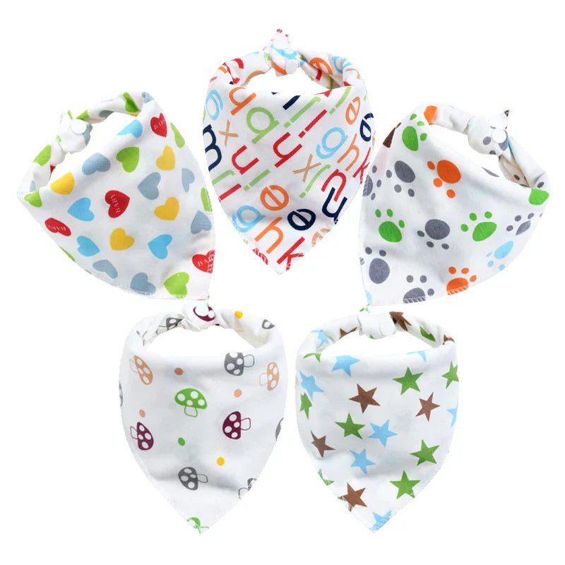 Baby Bibs 5Pcs/Lot Cotton Bibs Cartoon Print Saliva