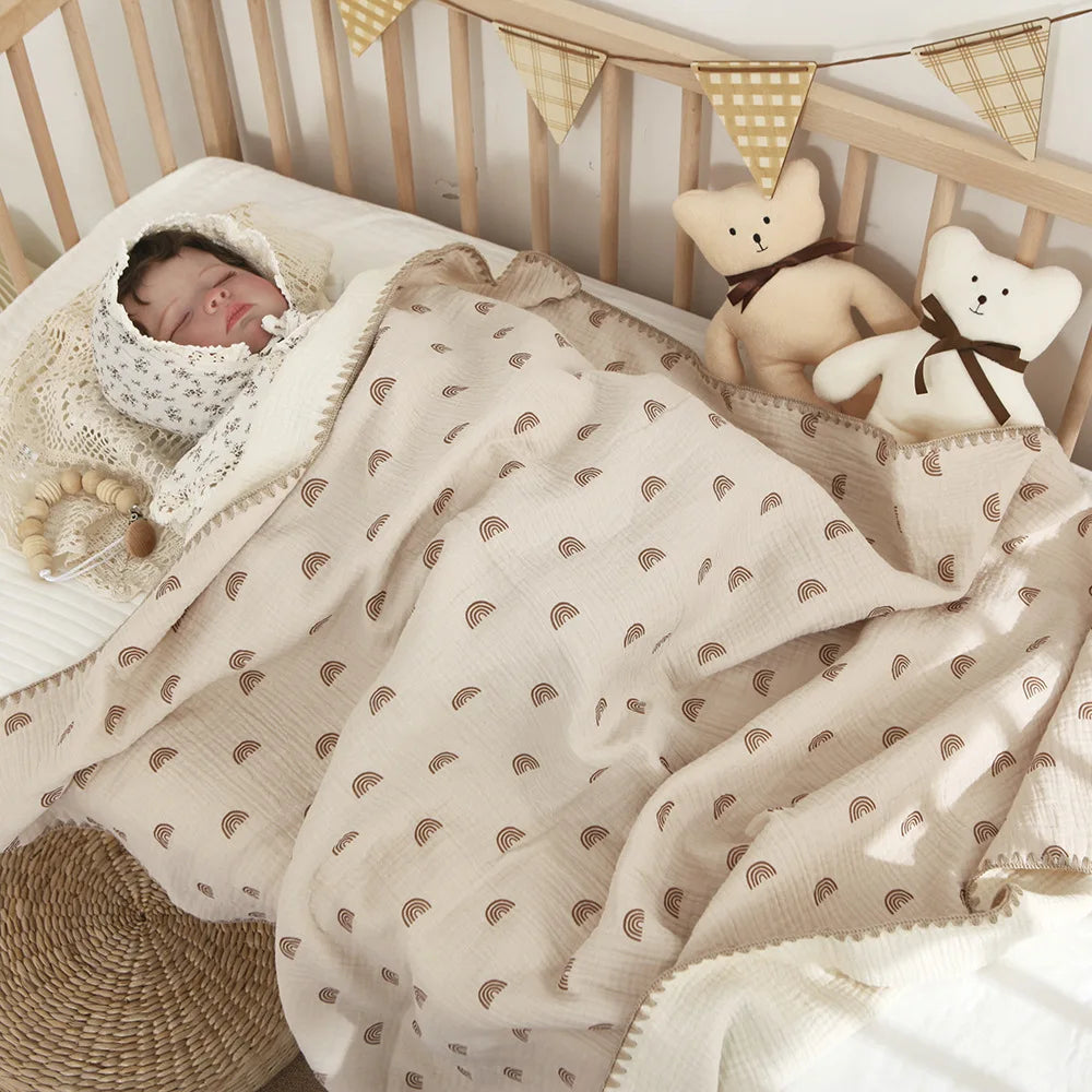 Baby Blankets Beds Layer Cotton Swaddle Muslin Blanket