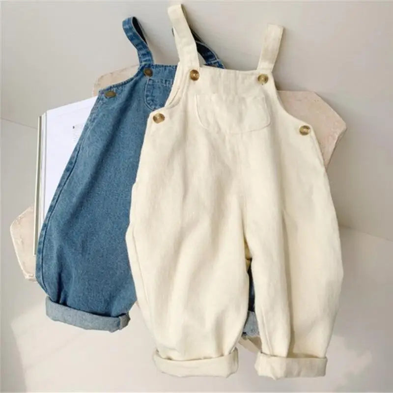 Baby Boy Solid Denim Overalls Child Jean Bib