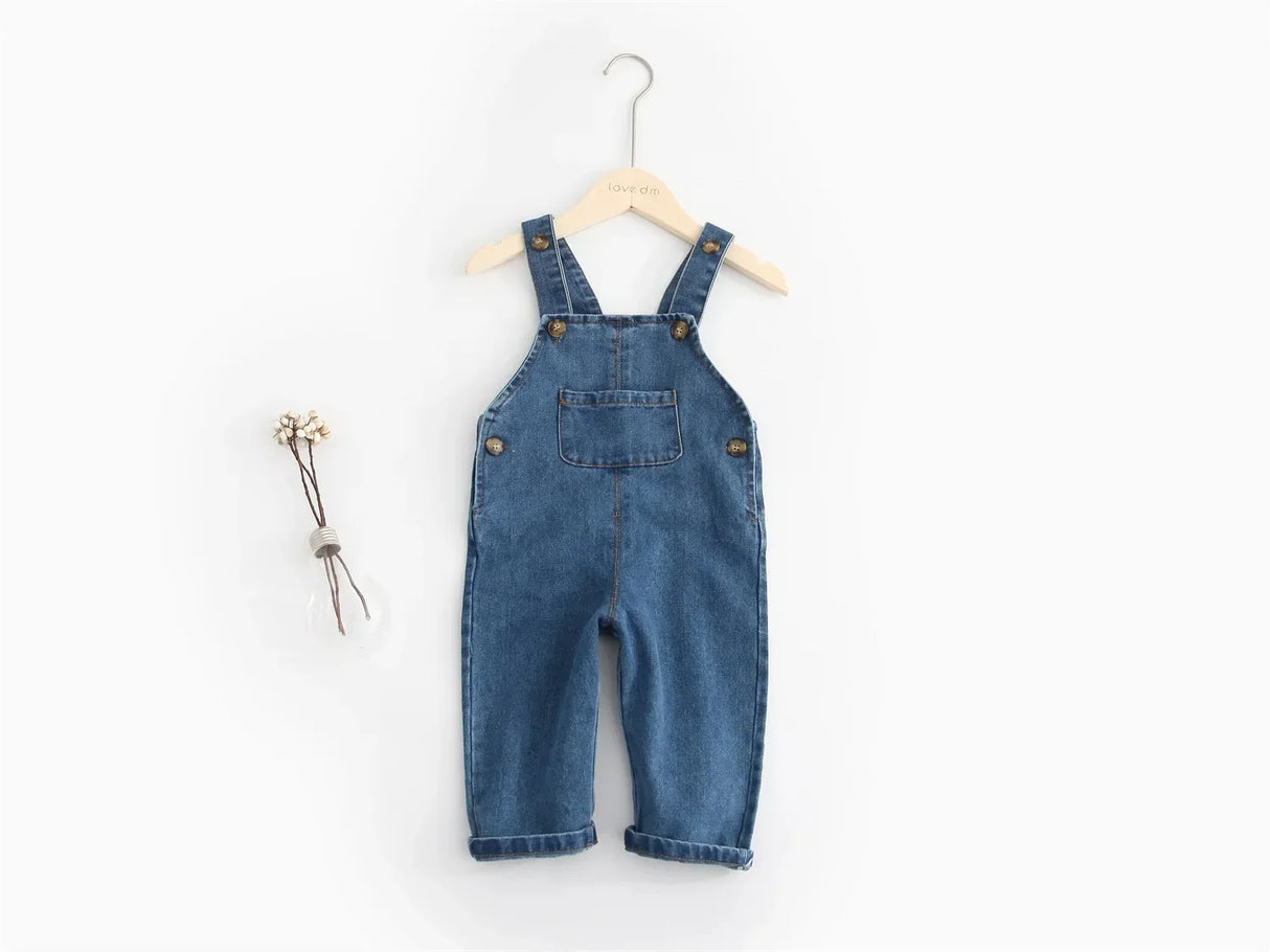 Baby Boy Solid Denim Overalls Child Jean Bib