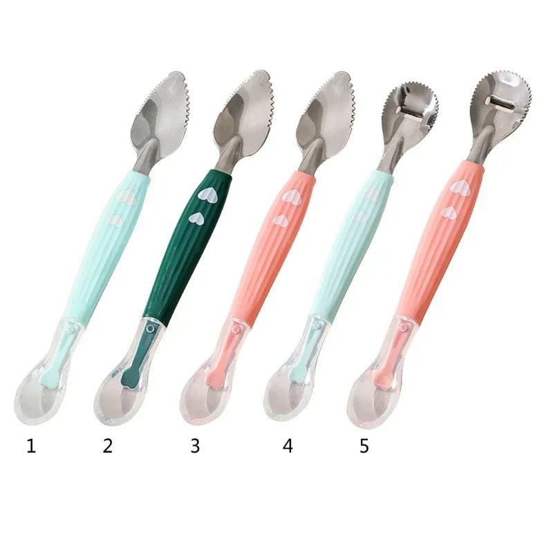 Baby Feeding Spoon Scraper Spoon Silicone Fruit Puree