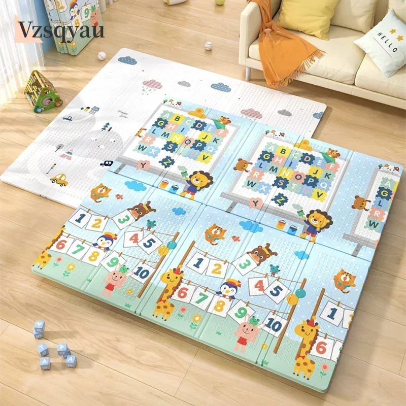 Baby Folding Crawling Activity Mat Kids Cartoon Waterproof