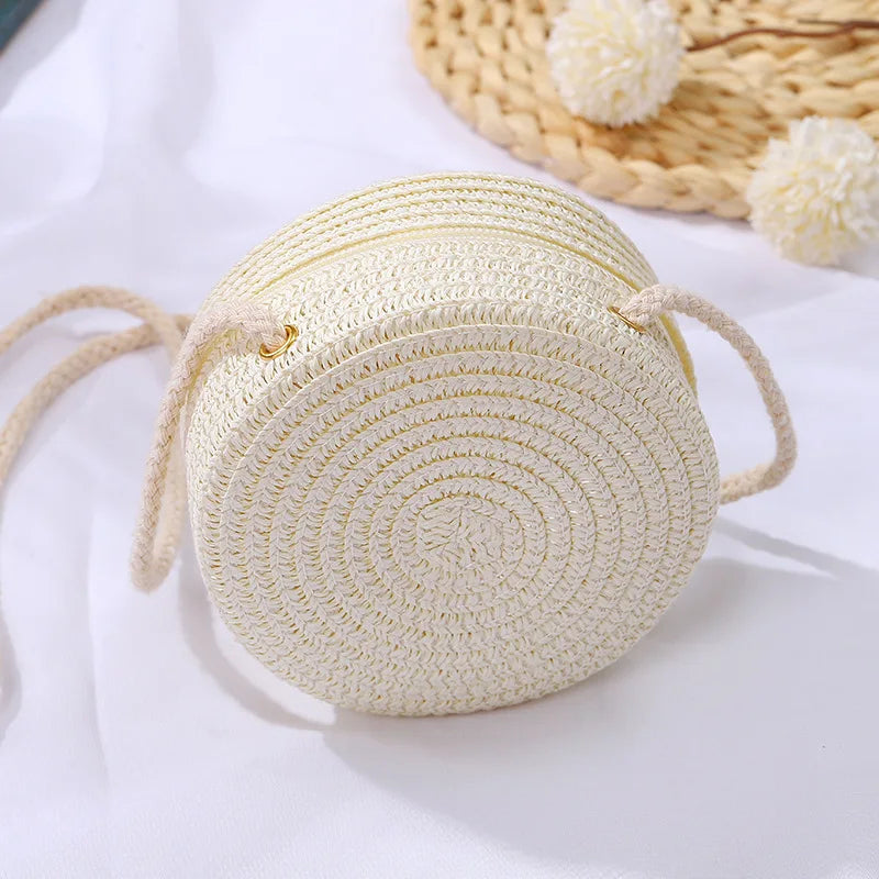 Baby Girl Fashion Casual Solid Straw Shoulder Bags