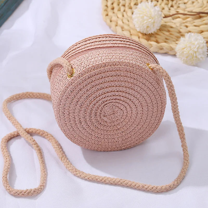 Baby Girl Fashion Casual Solid Straw Shoulder Bags