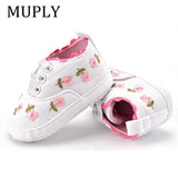 Baby Girl Shoes White Lace Floral Embroidered Soft