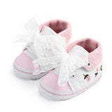 Baby Girl Shoes White Lace Floral Embroidered Soft