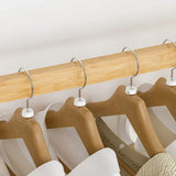 Bamboo Clothes Rail Rack Double Hanging Rails Clothes