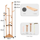 Bamboo Coat Rack Tree Cloth Hanger 9 Hooks