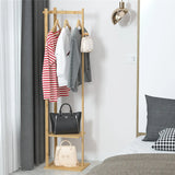 Bamboo Garment Rack, Clothing Rack with 2 Tier