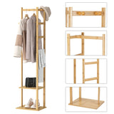 Bamboo Garment Rack, Clothing Rack with 2 Tier