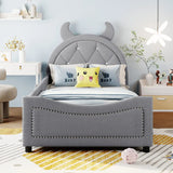 Bedroom upholstered day bed, with padded headboard, single