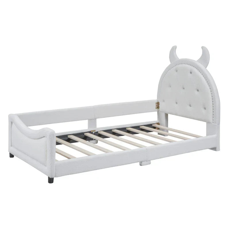 Bedroom upholstered day bed, with padded headboard, single