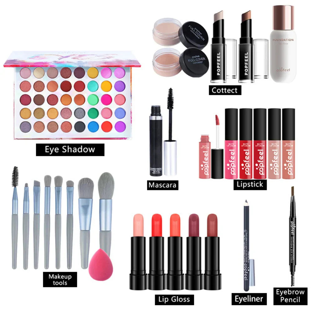 Beginner Makeup Set Basic Eyeshadow Lipstick Foundation Lip