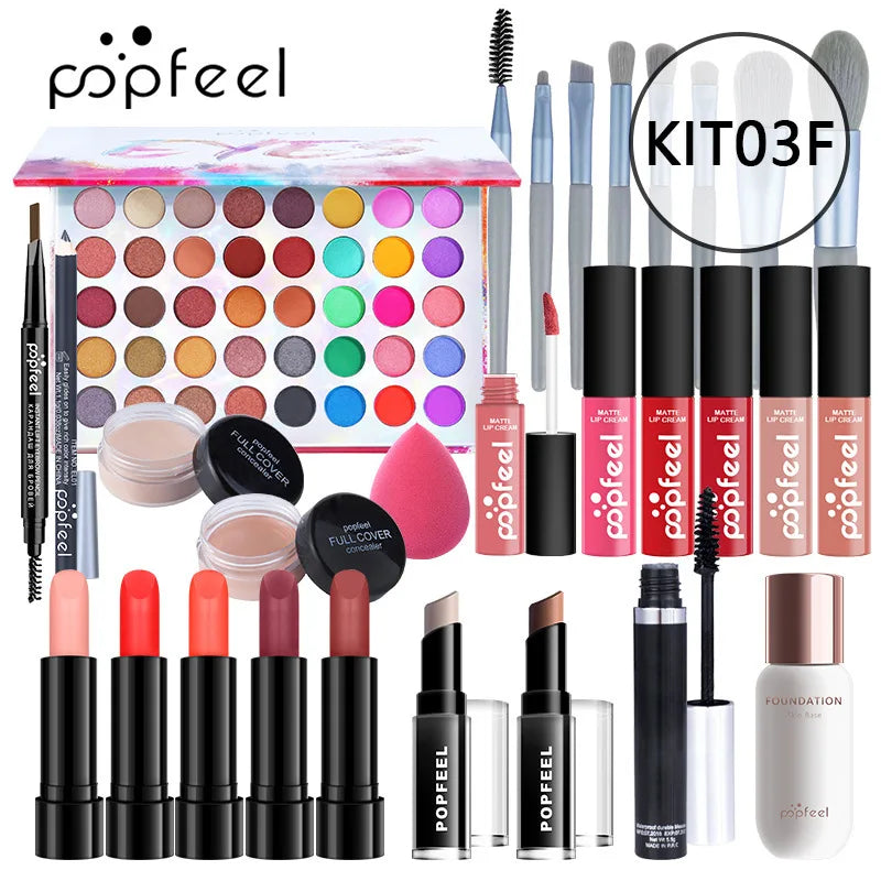 Beginner Makeup Set Basic Eyeshadow Lipstick Foundation Lip