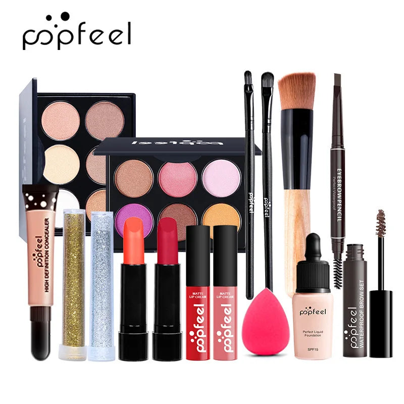 Beginner Makeup Set Basic Eyeshadow Lipstick Foundation Lip