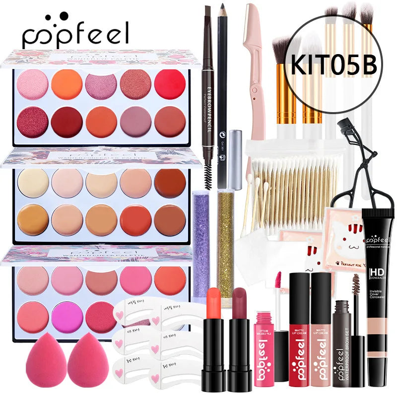 Beginner Makeup Set Basic Eyeshadow Lipstick Foundation Lip