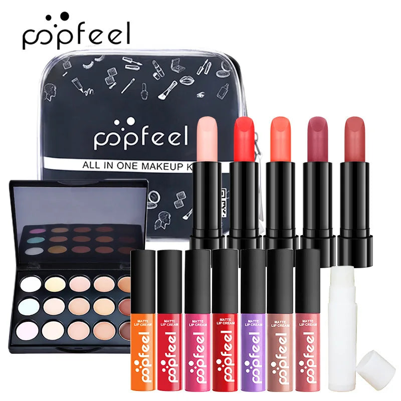 Beginner Makeup Set Basic Eyeshadow Lipstick Foundation Lip