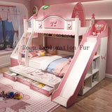 Bilayer Princess Children Beds Split Slide Up And