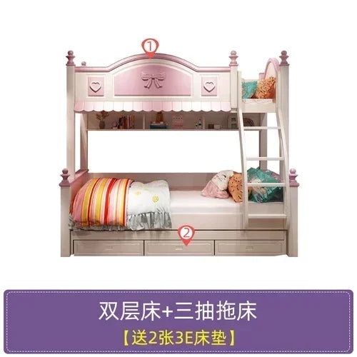 Bilayer Princess Children Beds Split Slide Up And