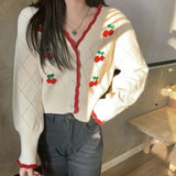 Biyaby Autumn Sweet Cherry Knit Cardigans Women 2023