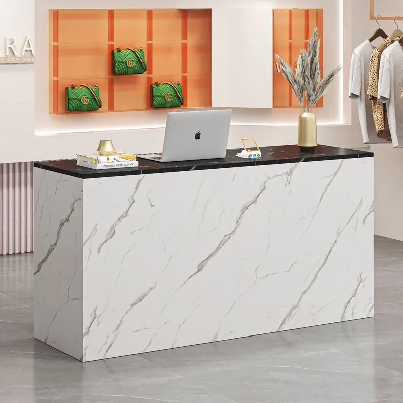 Black Minimalist Reception Desks Nordic Counter Luxury Office