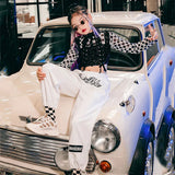Black Sequins Vest White Pants For Girls Jazz