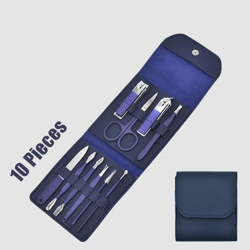 Blue Manicure Tools Set Pro Max Stainless Steel