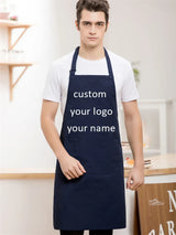 Blue White Chef Apron for Men Women Printing