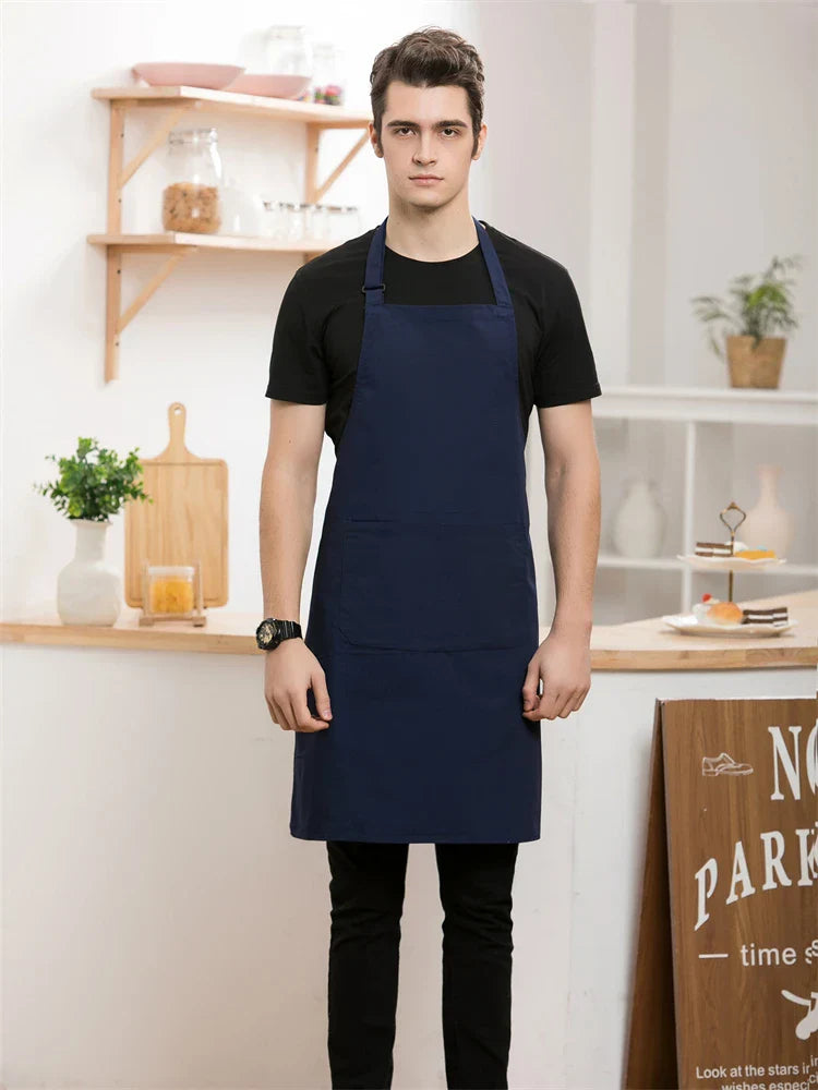 Blue White Chef Apron for Men Women Printing