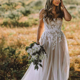 Boho Aline 2023 Wedding Dresses Spaghetti Straps Lace
