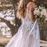 Boho Aline 2023 Wedding Dresses Spaghetti Straps Lace