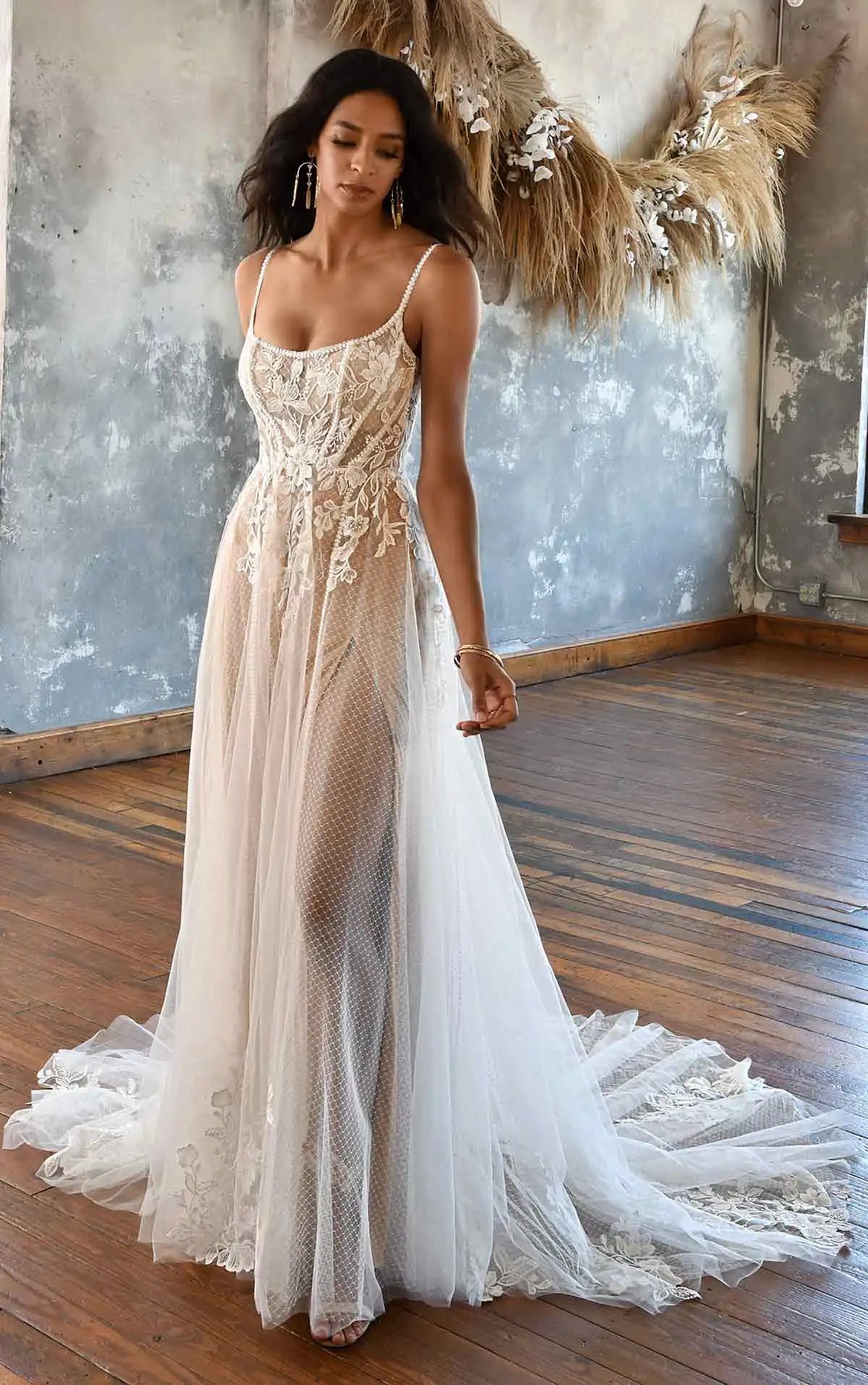 Boho Aline 2023 Wedding Dresses Spaghetti Straps Lace