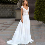 Boho Lace Chiffon VNeck Wedding Dresses 2022 Backless