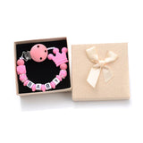 Boxed Personalized Name Baby Nipple Clips Silicone Beaded