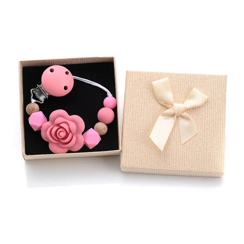 Boxed Personalized Name Baby Nipple Clips Silicone Beaded