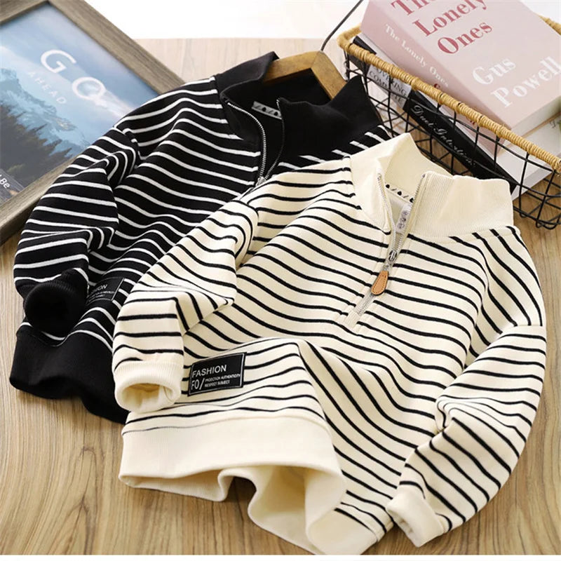 Boys Stripes Sweatshirt Spring Autumn Girls Casual Pullover