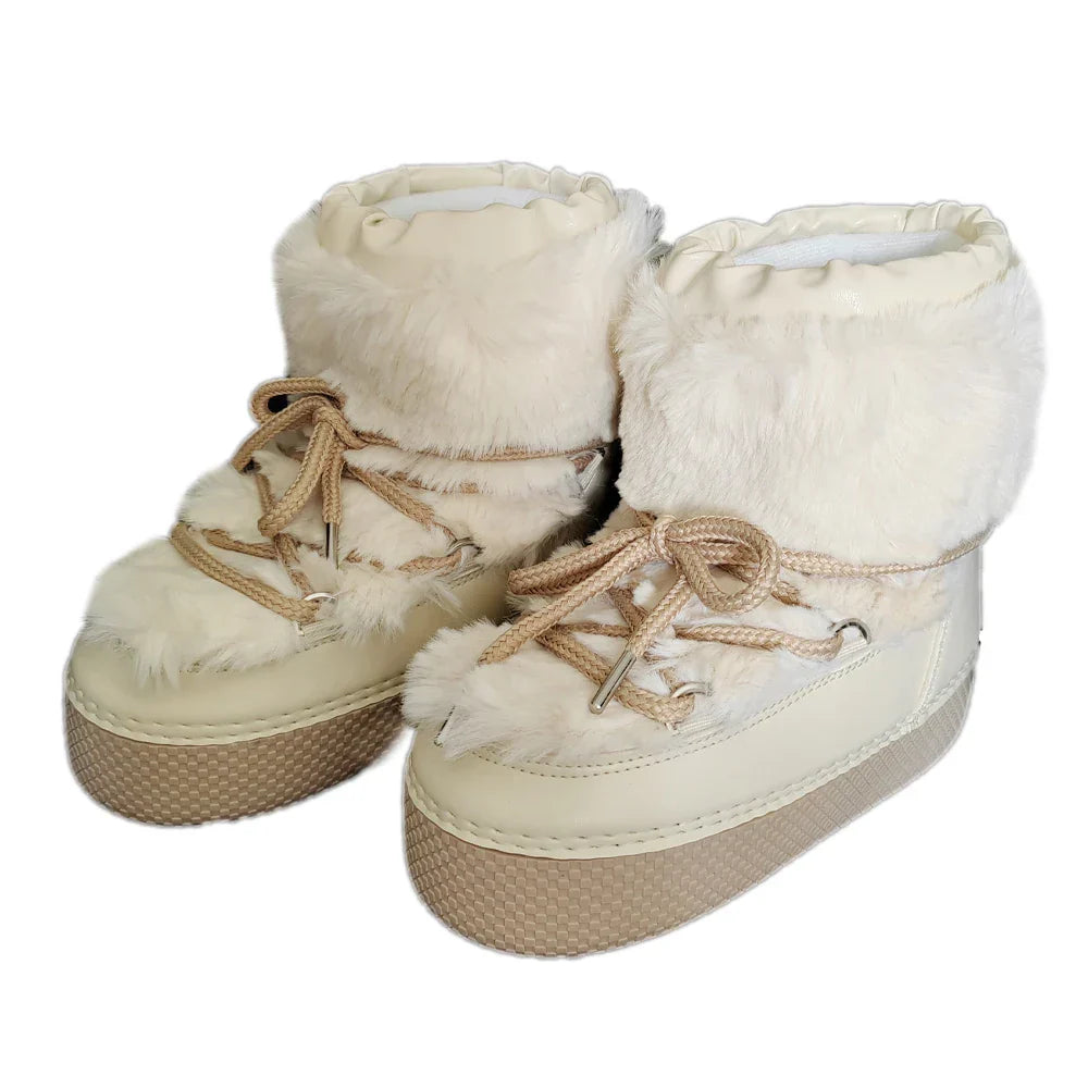 Brand Design Laceup Snow Boots 2024 Winter Women